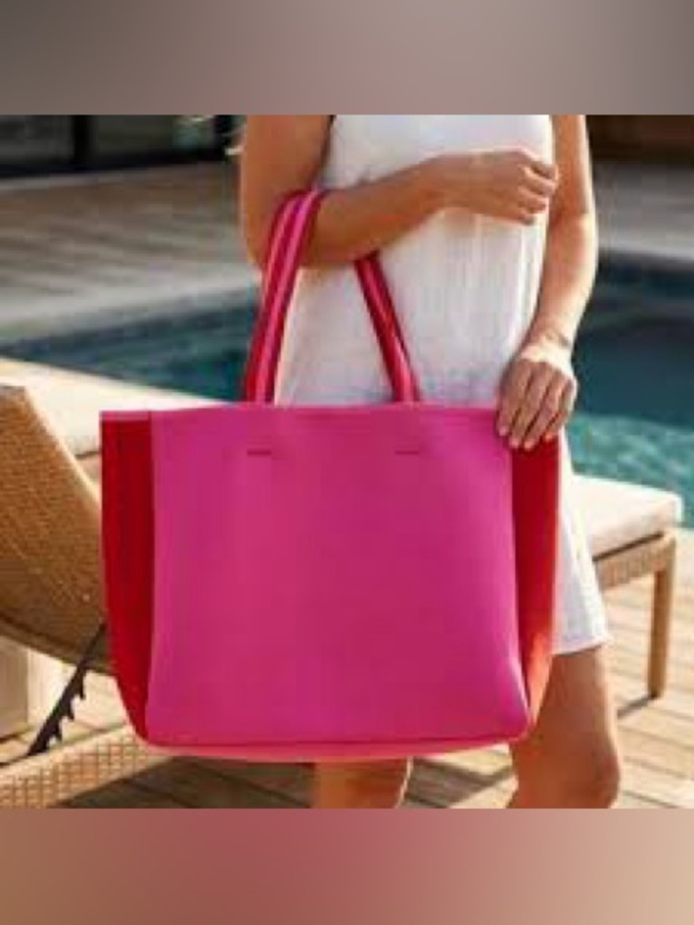summersalt Hot Pink and Red Tote Bag